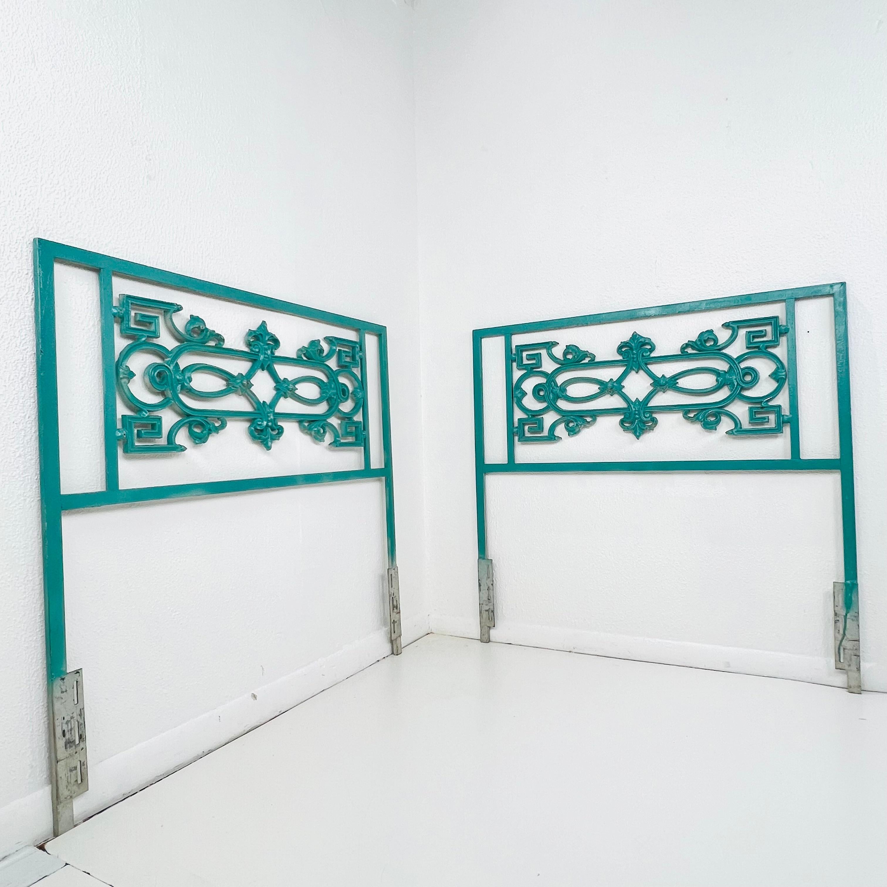 Mid-20th Century Pair of Antique Wrought Iron Twin Headboards For Sale