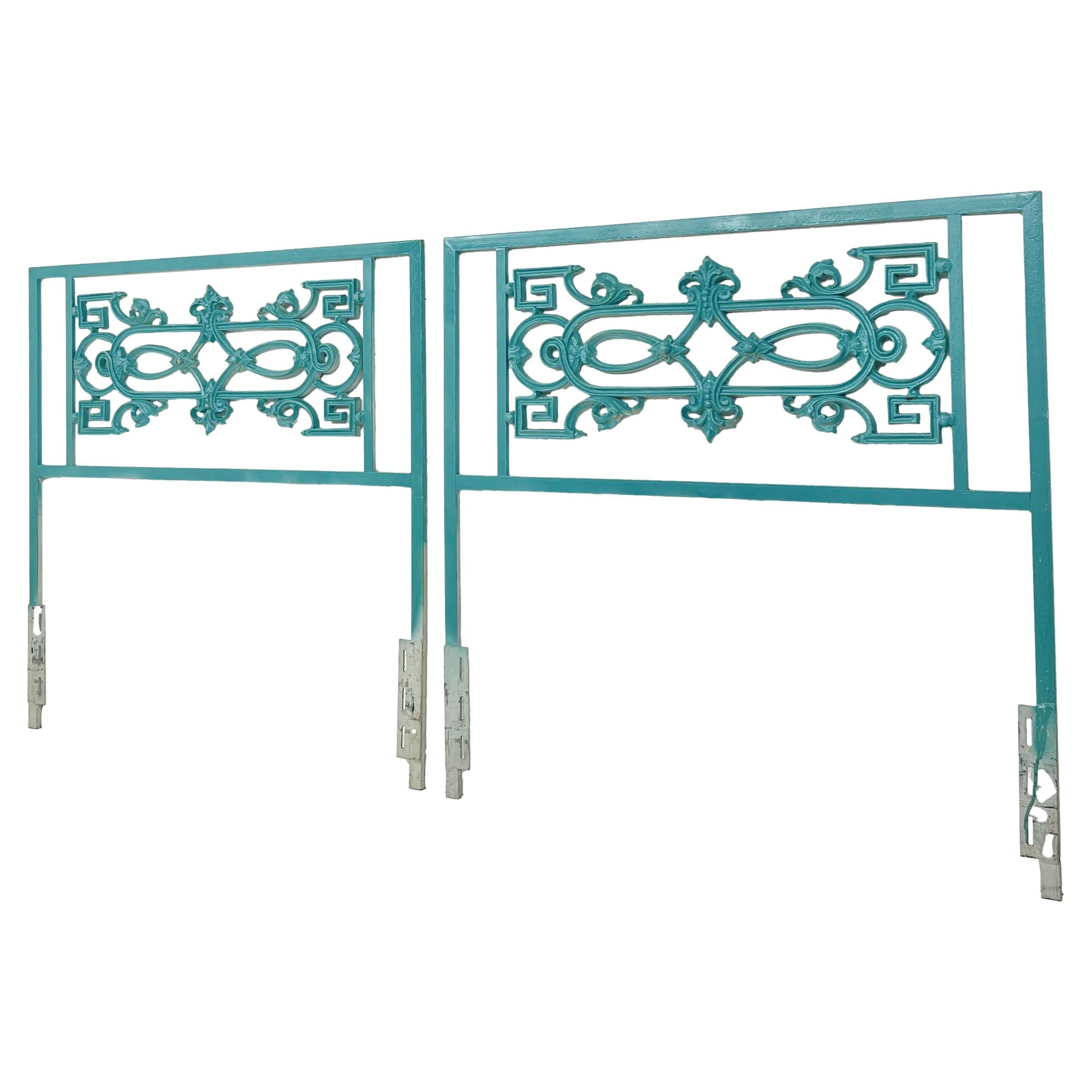Pair of Antique Wrought Iron Twin Headboards