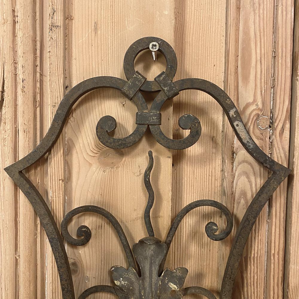 Pair of Antique Wrought Iron Wall Sconces, Electrified 1