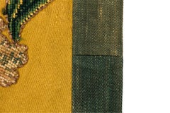 Pair of Antique Yellow and Green Floral Needlepoint Tapestry Wall Hangings