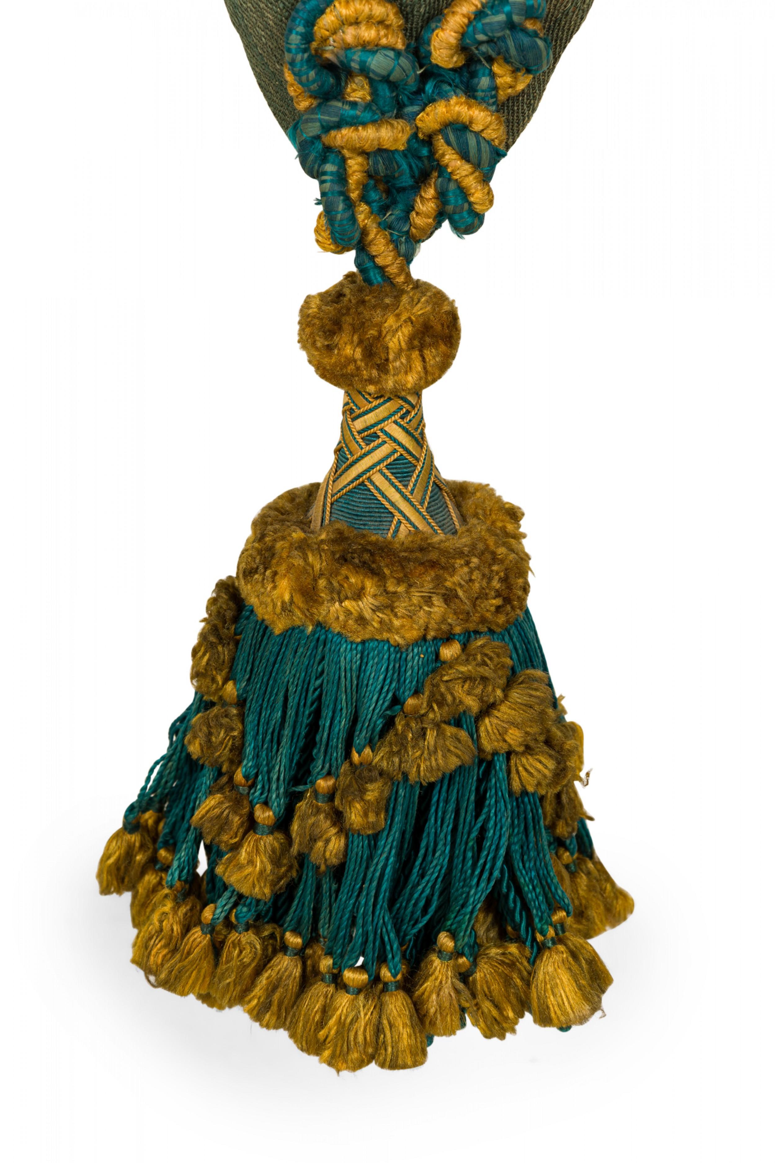 19th Century Pair of Antique Yellow and Green Floral Needlepoint Tapestry Wall Hangings For Sale