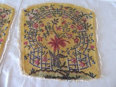 Pair of Antique Yellow and Green Petit Point Tapestry Fragments