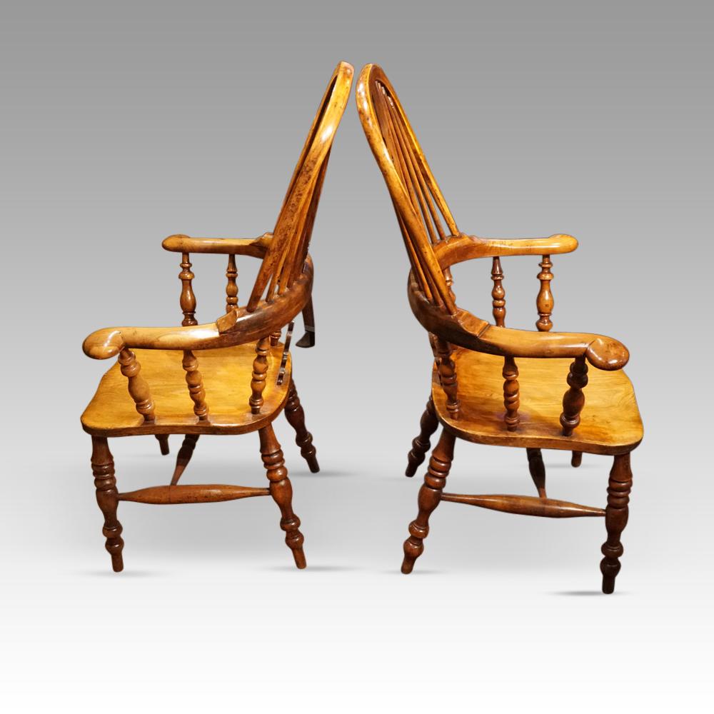 Pair of Antique yew  Windsor chairs 1