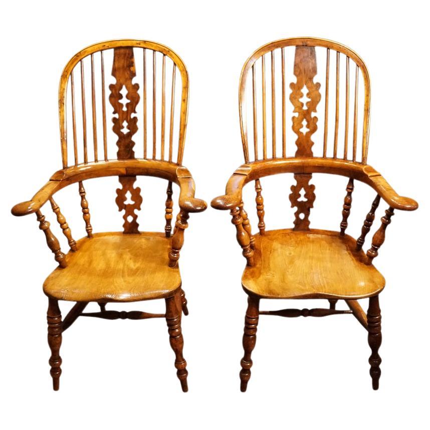 Paar antike Eiben  Windsor-Stühle