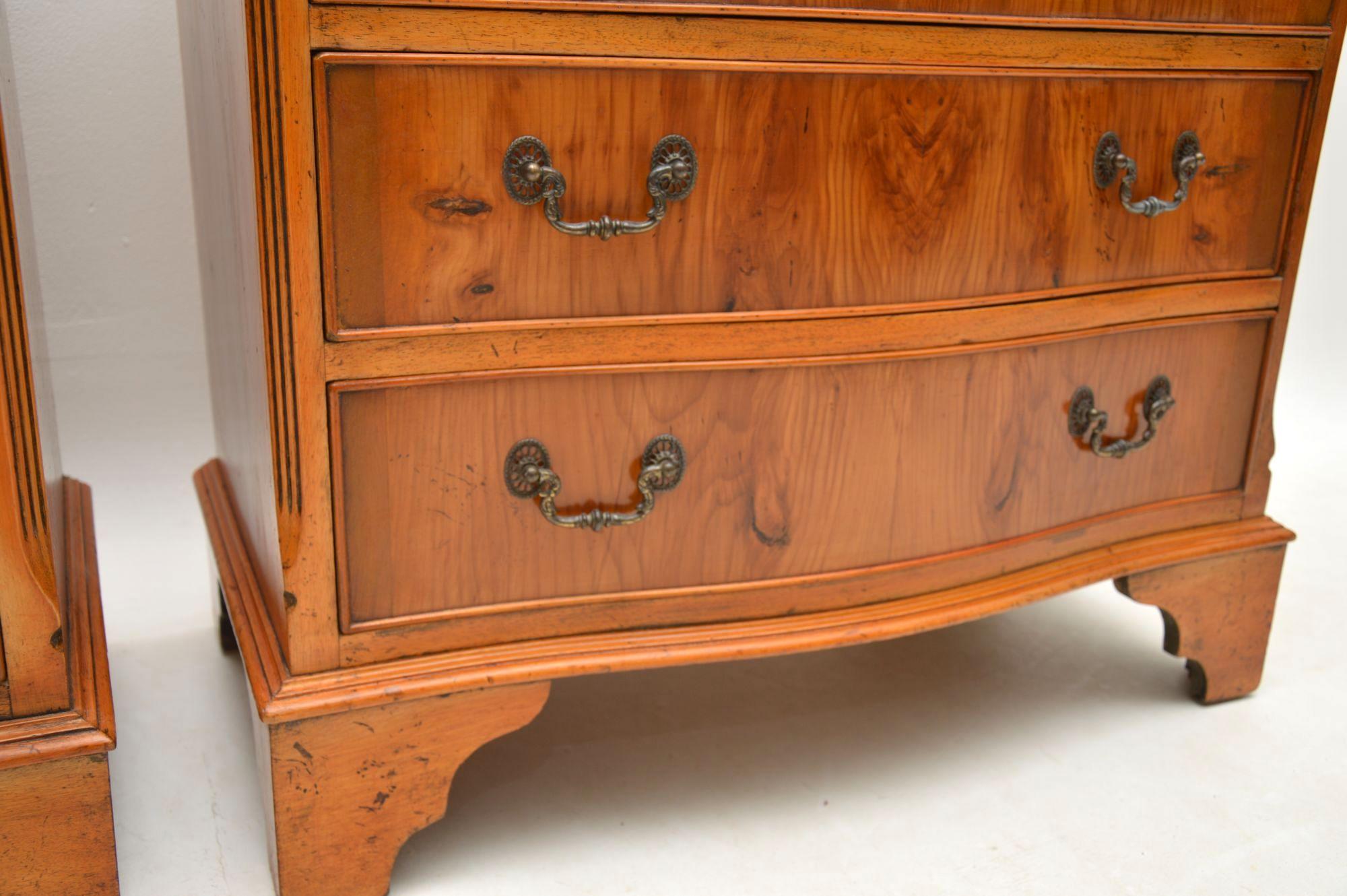 English Pair of Antique Yew Wood Chest of Drawers