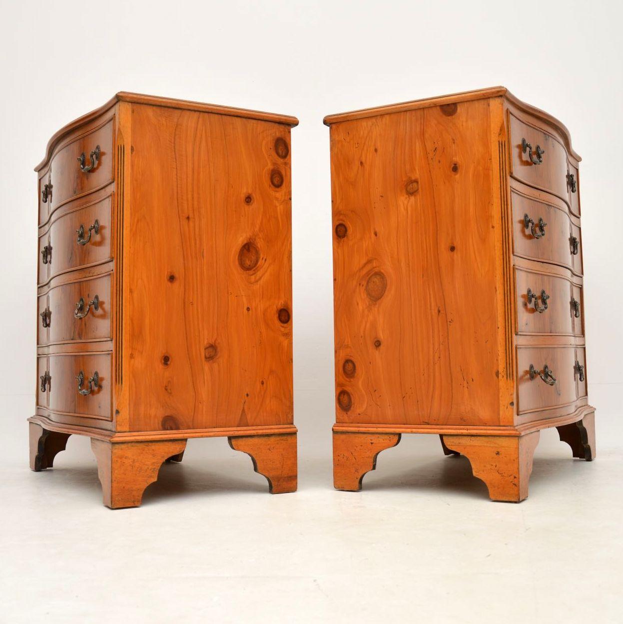 Mid-20th Century Pair of Antique Yew Wood Chest of Drawers