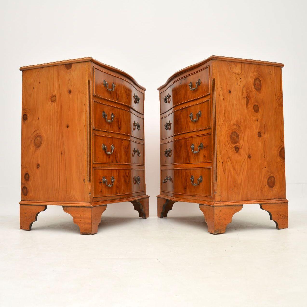 Pair of Antique Yew Wood Chest of Drawers 1