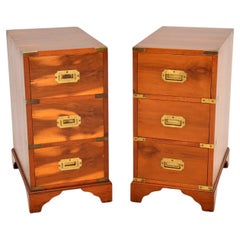 Pair of Antique Yew Wood Military Campaign Chests