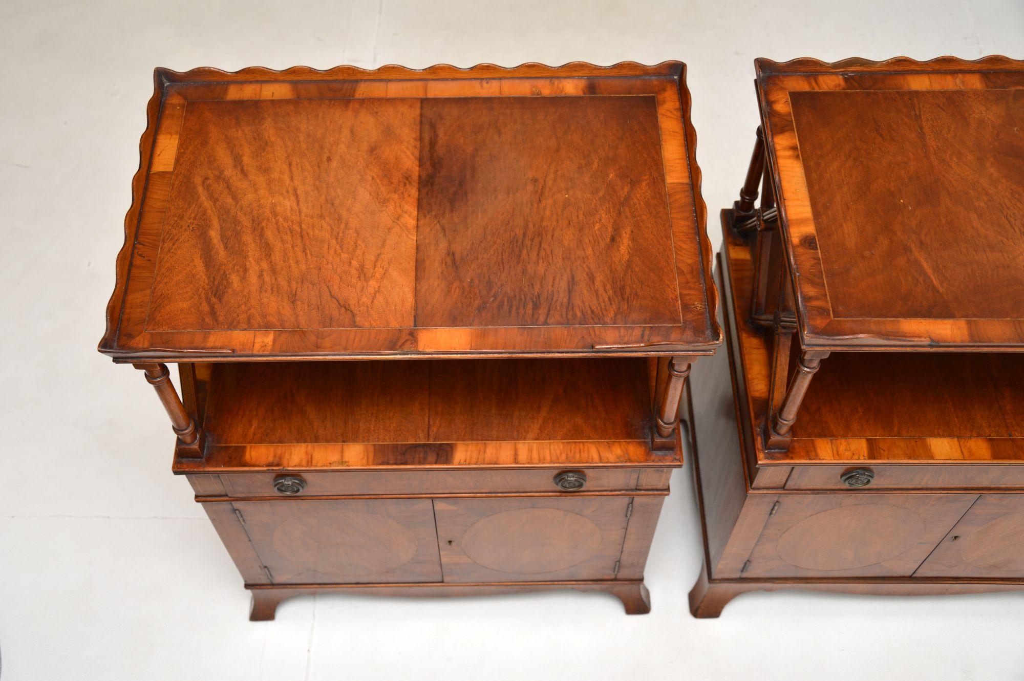 Pair of Antique Yew Wood Side Cabinets For Sale 1