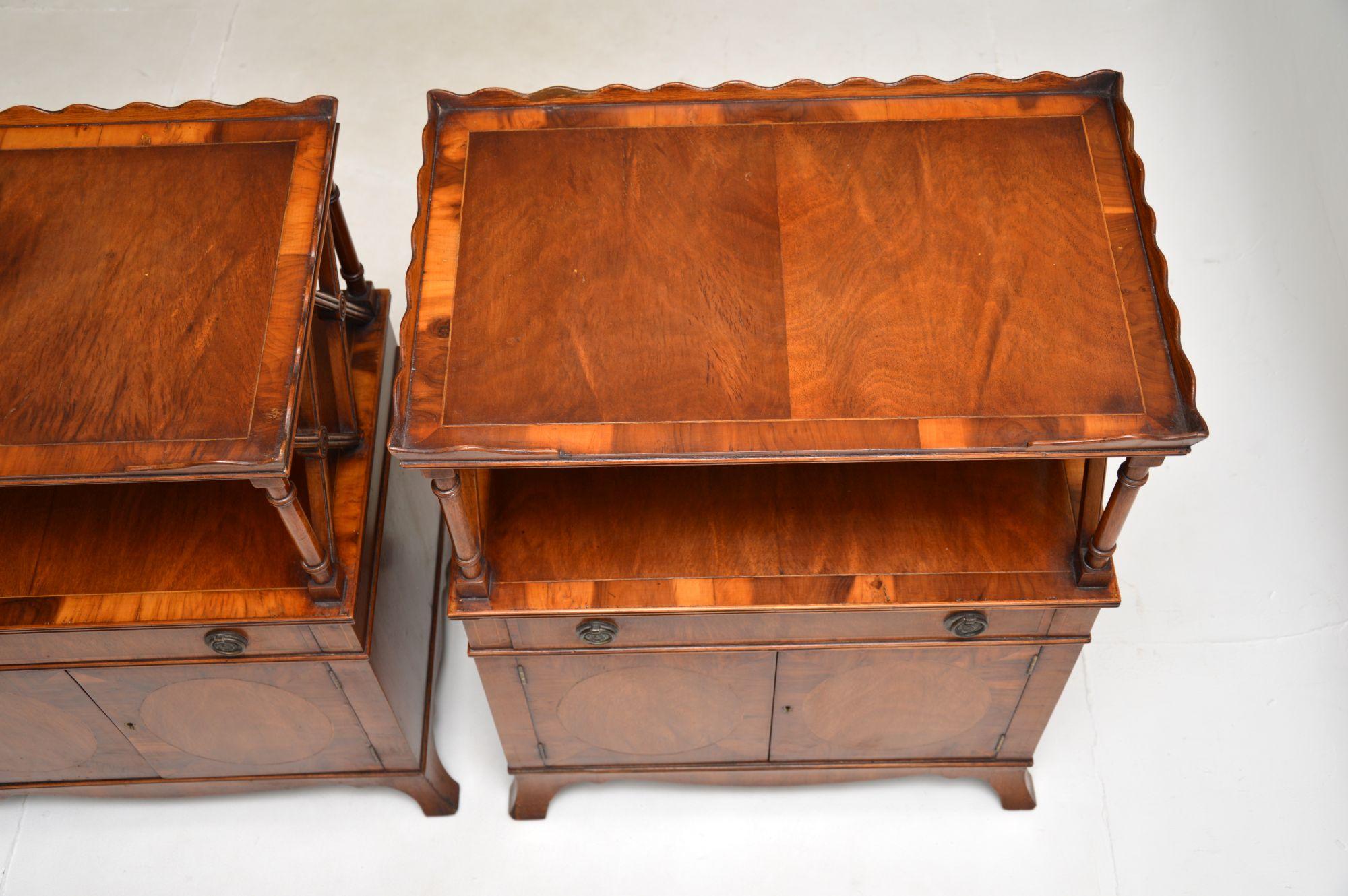 Pair of Antique Yew Wood Side Cabinets For Sale 2