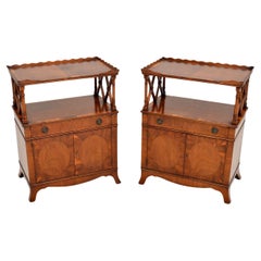 Pair of Used Yew Wood Side Cabinets