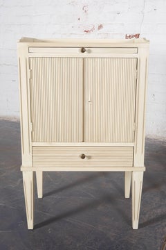 Pair of Antiqued White Sheraton Style Bedside Tables