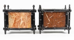 Paar Antiquities Jardinieres aus Simulationsbambus und Marmor, um 1900