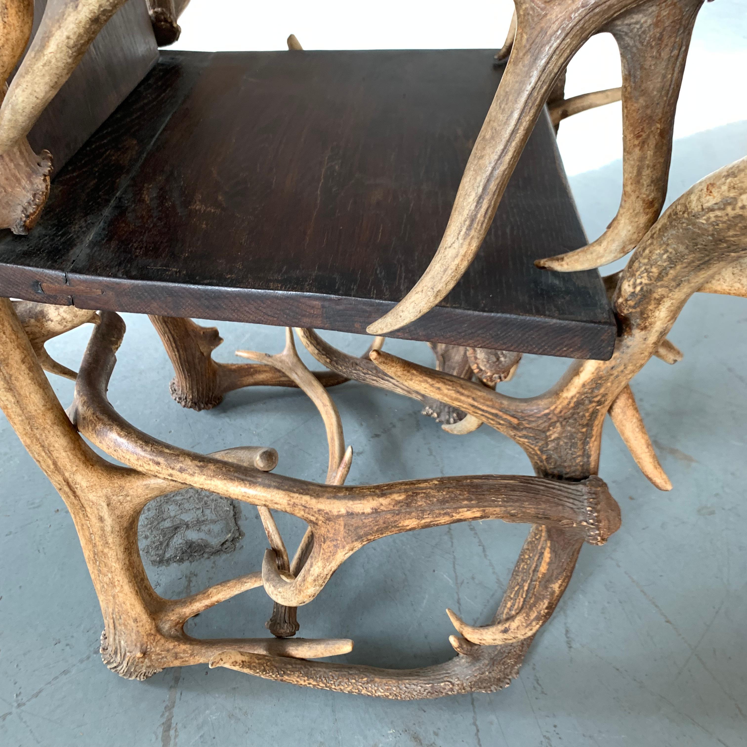 Pair Of Large American Antler Armchairs, 1920s For Sale 7