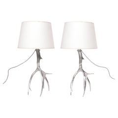 Pair of Antler Lamps in the Manner of Gabriella Crespi