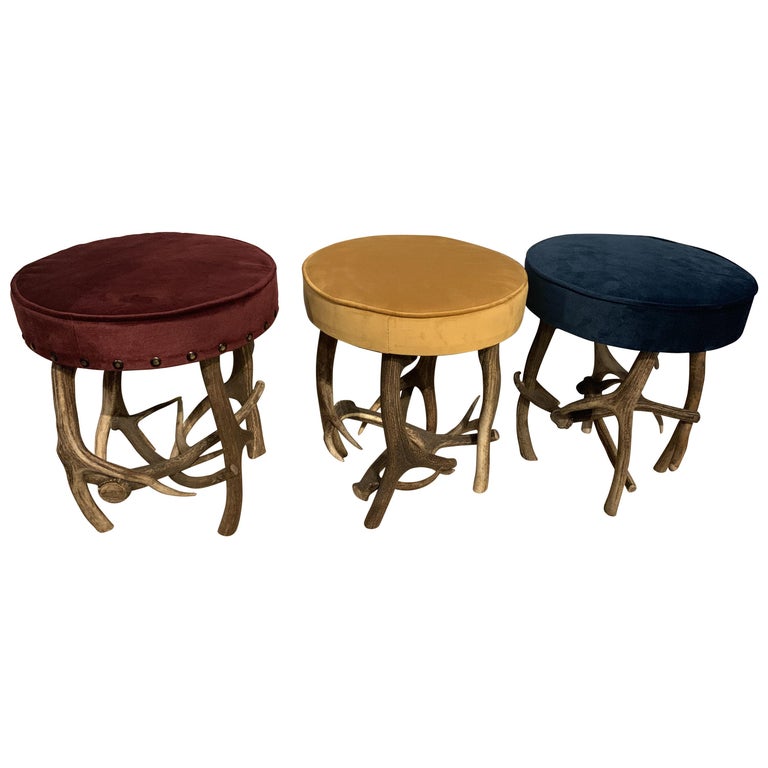 Pair of Antler Stools For Sale
