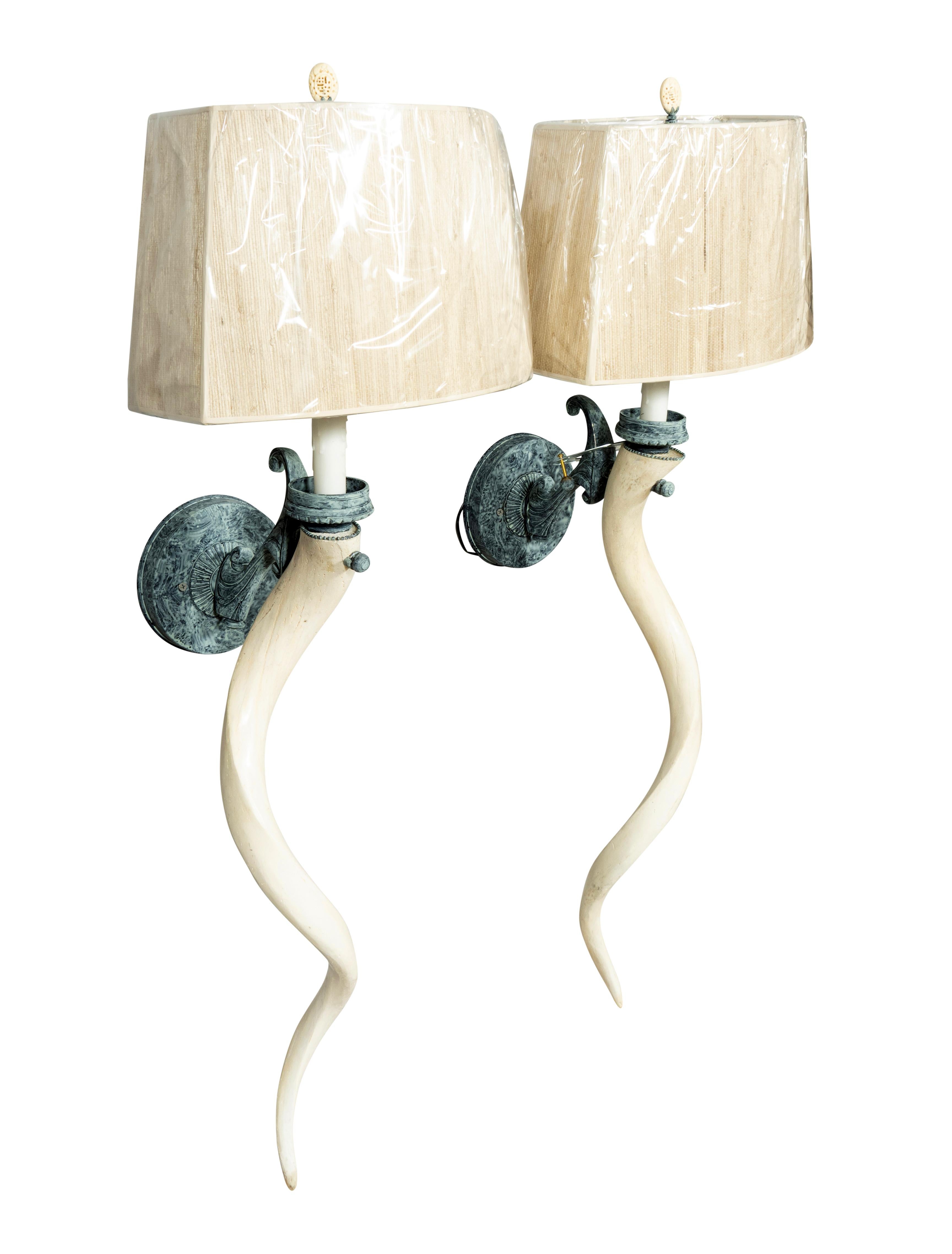 Interesting antler but I do not know species. Recently the antlers have been made into wall sconces. Newly wired and new shades.