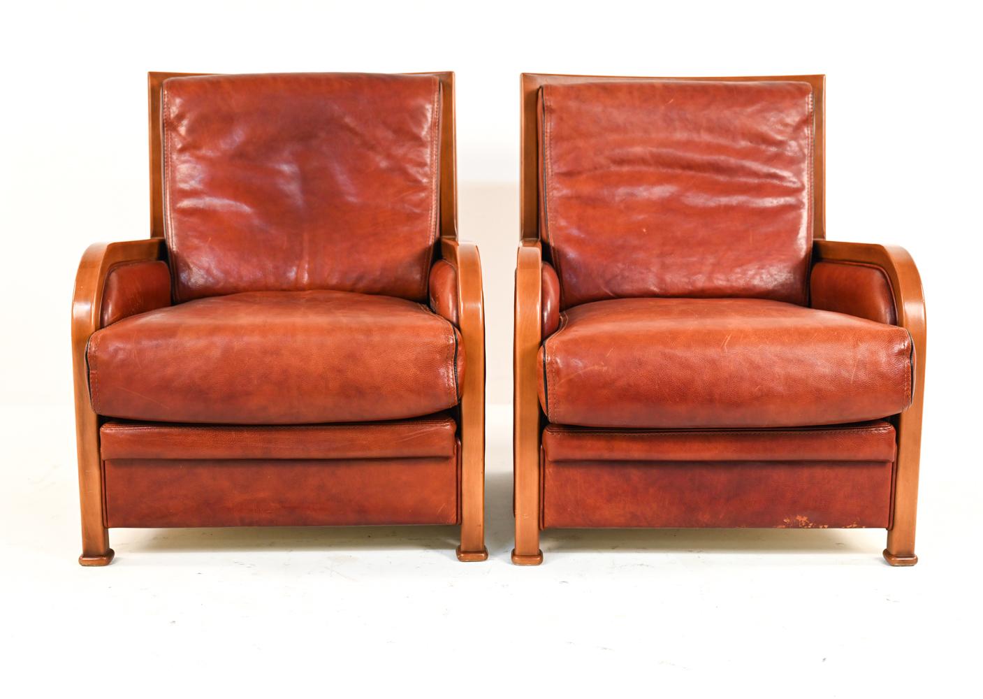 Cuir Paire de fauteuils de salon Anton Dam en vente