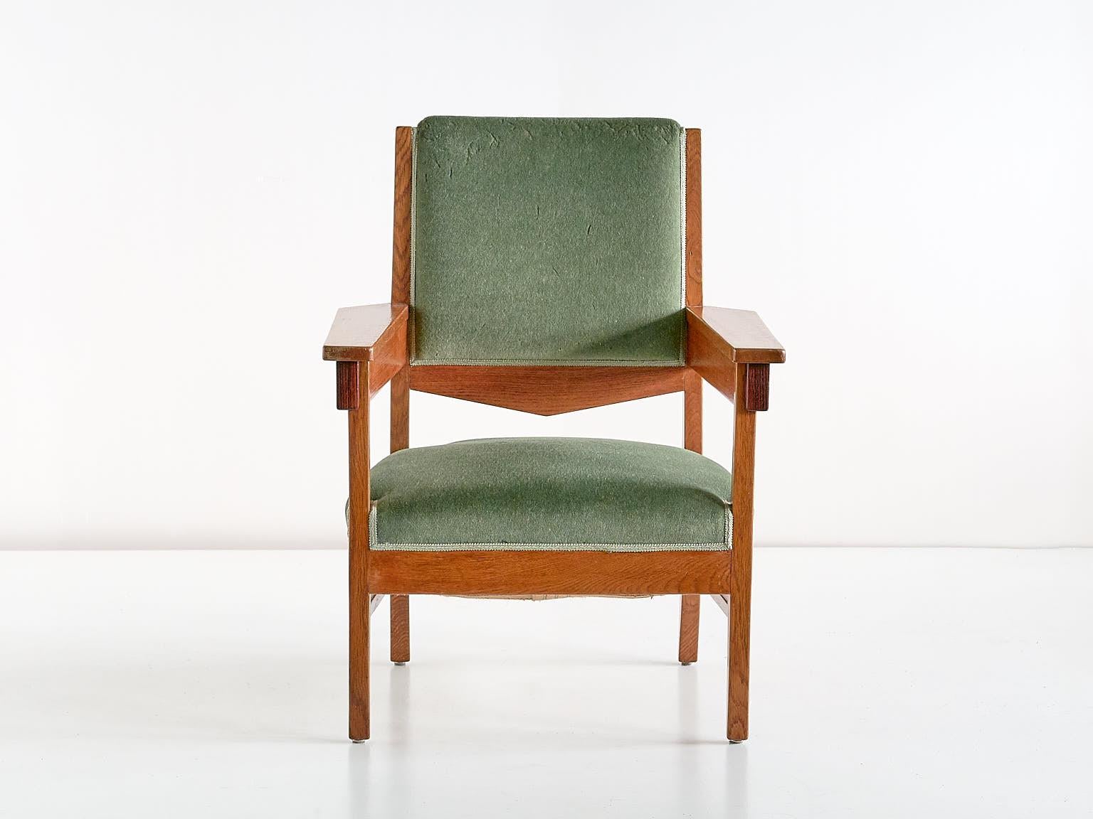 Paire de fauteuils Art déco Anton Lucas en chêne et ébène de Macassar, 1925 en vente 7