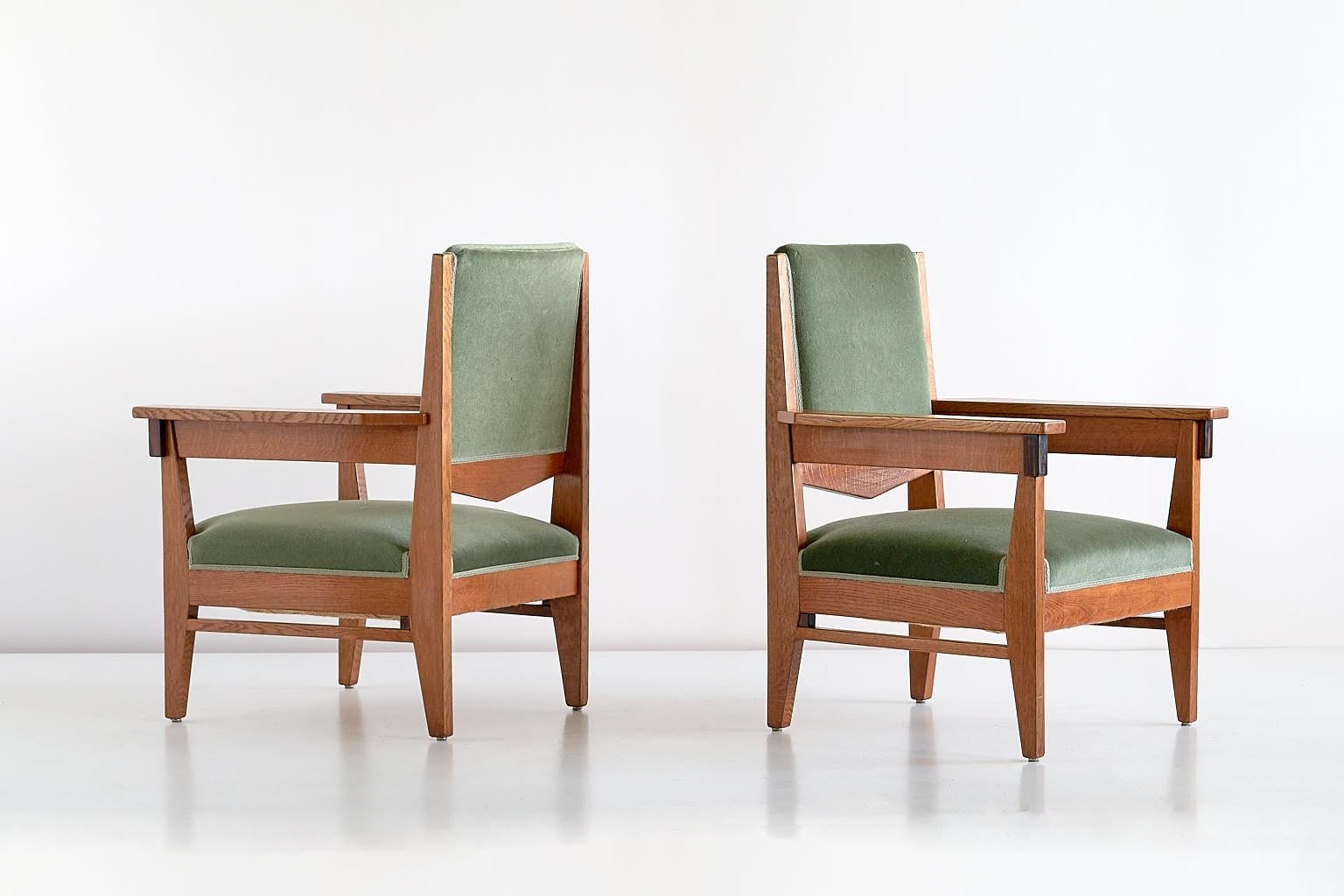 Dutch Pair of Anton Lucas Art Deco Armchairs in Oak and Macassar Ebony, 1925 For Sale