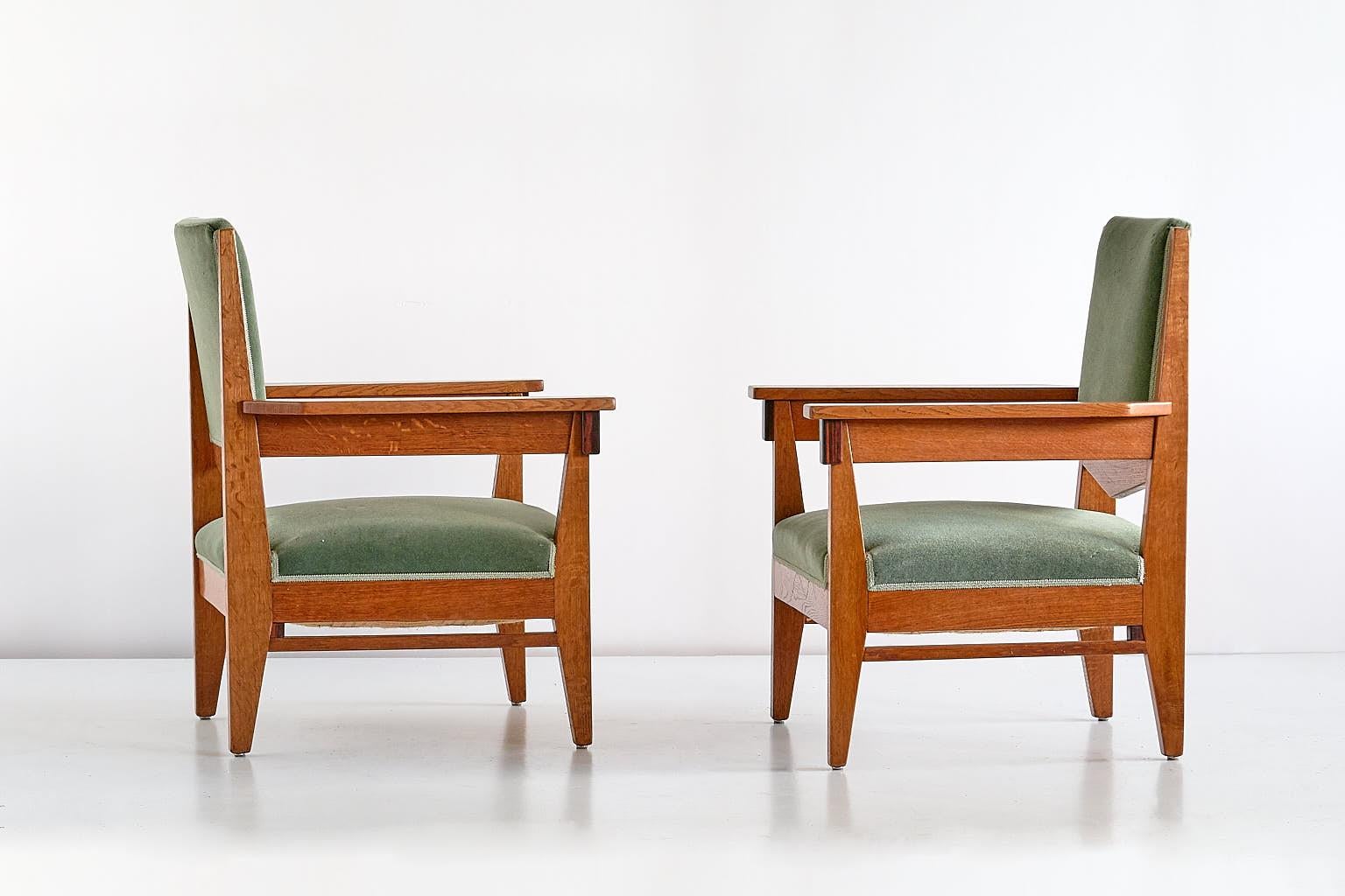 Paire de fauteuils Art déco Anton Lucas en chêne et ébène de Macassar, 1925 Bon état - En vente à The Hague, NL