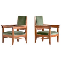 Antique Pair of Anton Lucas Art Deco Armchairs in Oak and Macassar Ebony, 1925