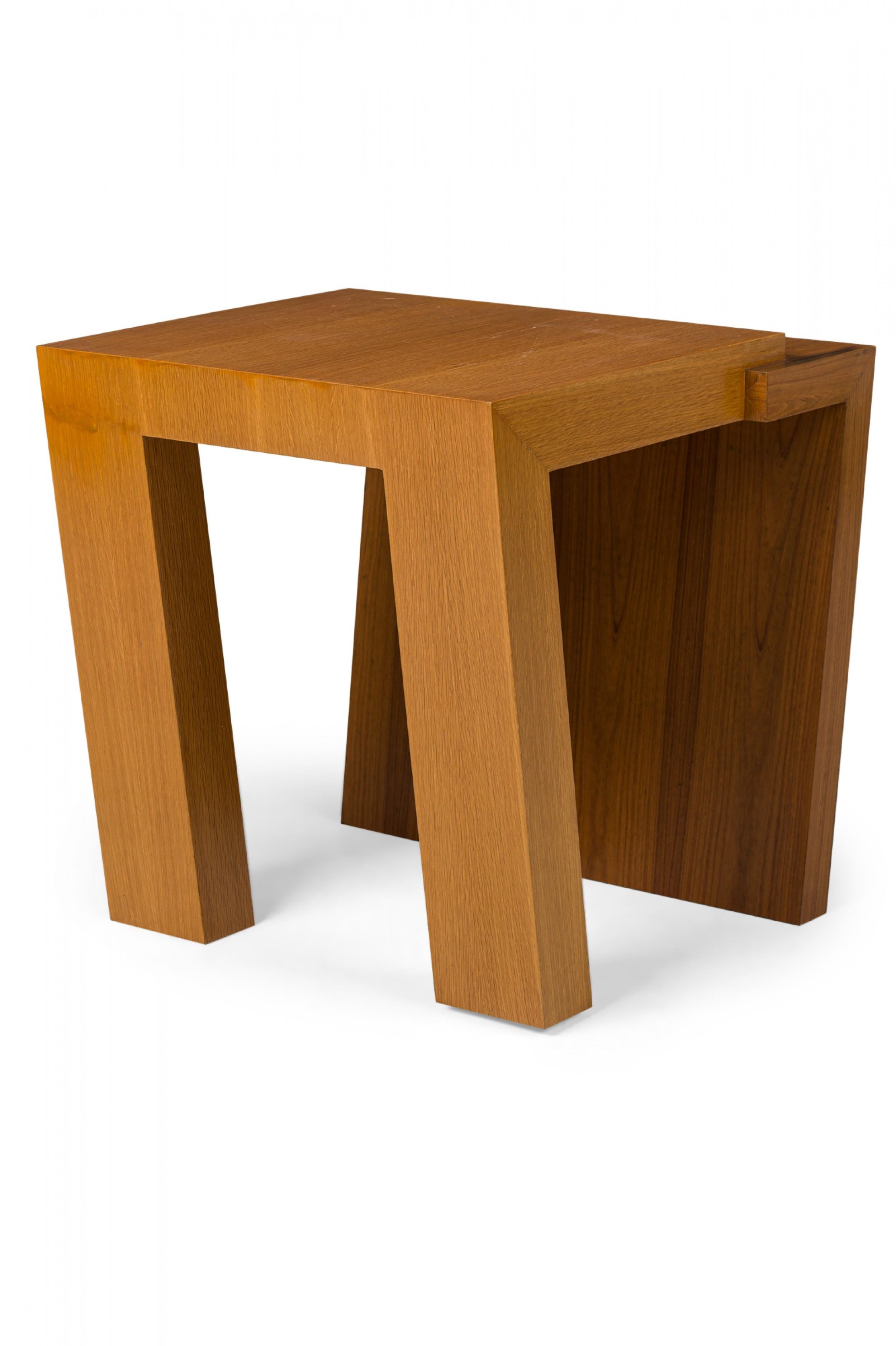 Modern Pair of Antonio Fortuna American Walnut & Bleached Mahogany End Tables For Sale