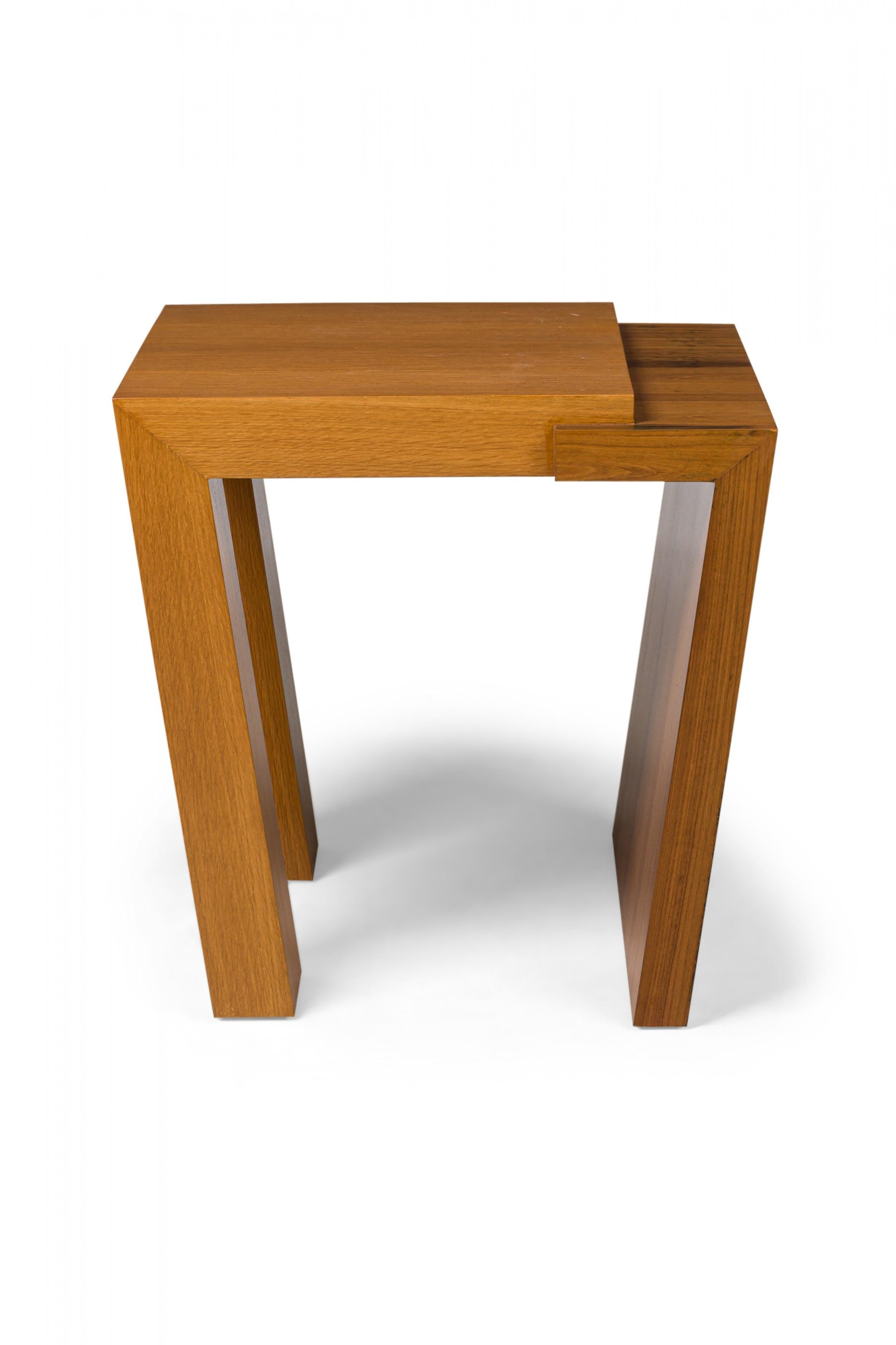 Pair of Antonio Fortuna American Walnut & Bleached Mahogany End Tables In Good Condition For Sale In Queens, NY
