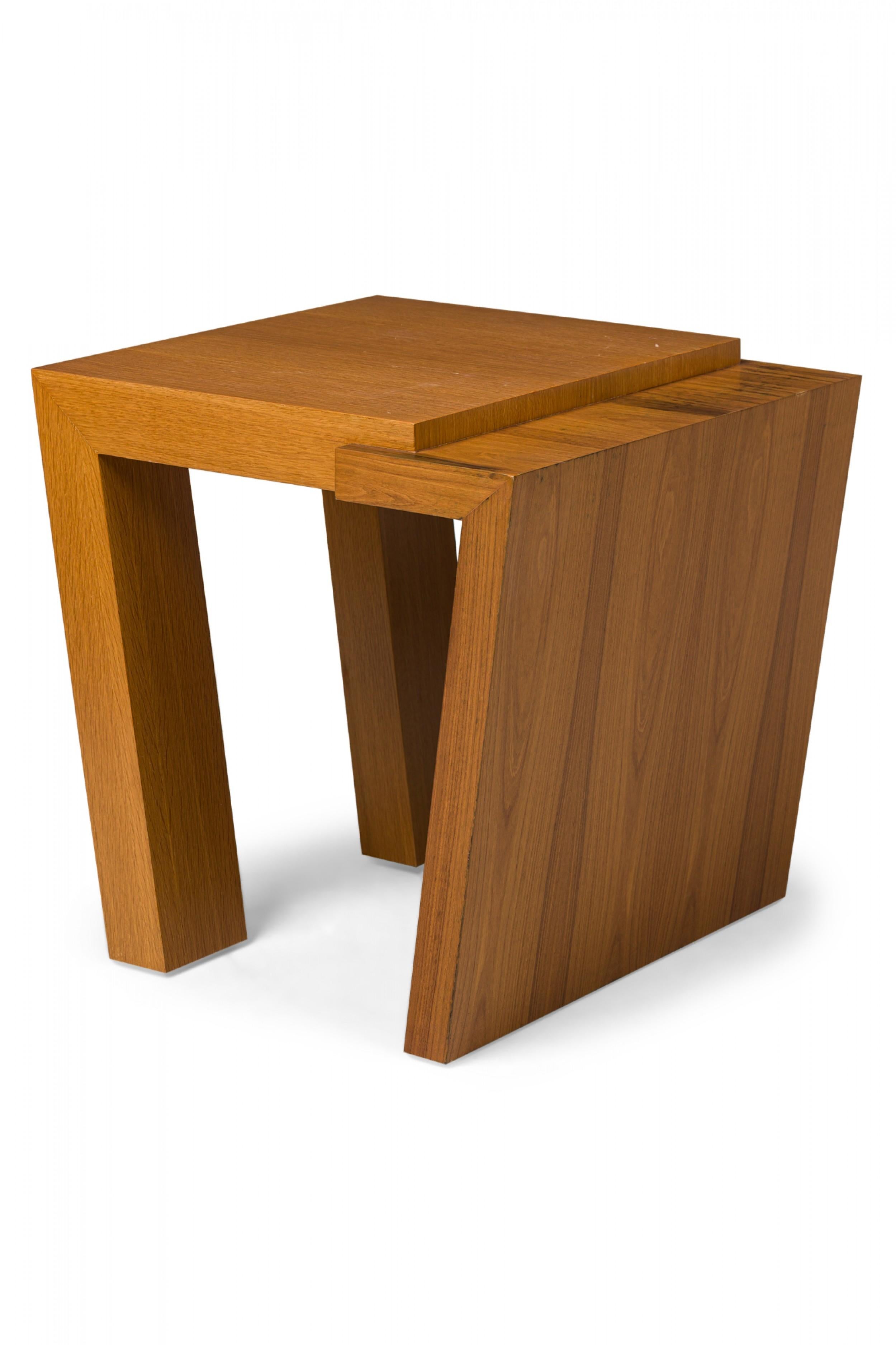Contemporary Pair of Antonio Fortuna American Walnut & Bleached Mahogany End Tables For Sale
