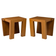 Pair of Antonio Fortuna American Walnut & Bleached Mahogany End Tables
