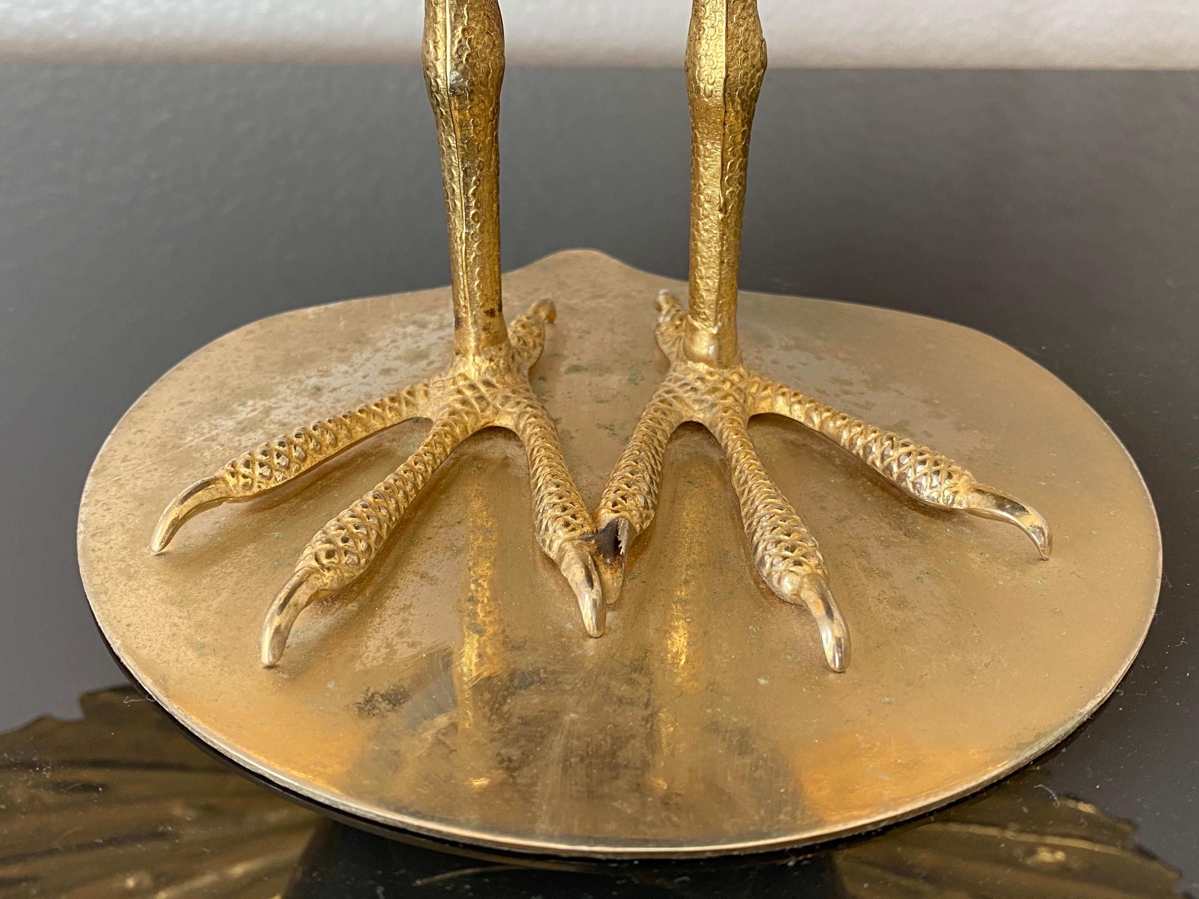 Pair of Antonio Pavia Brass and Coral Peacock Bookends Sculptures 3