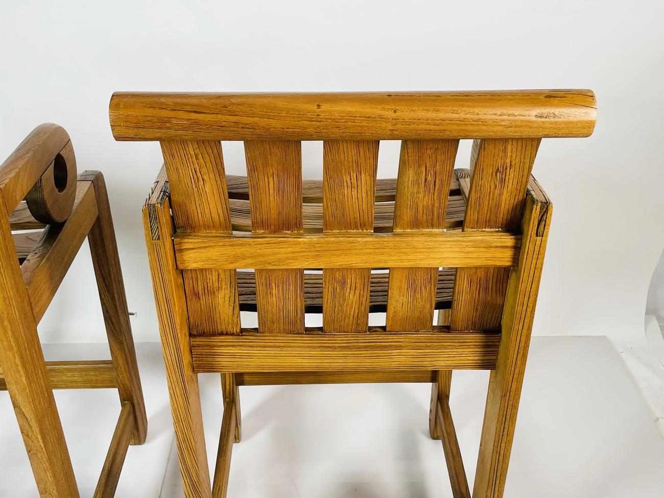 Teak Pair of Apertura Barstools by Kipp Stewart for Summit Furniture For Sale