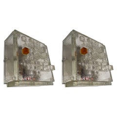 Pair of Apis Glass Cube Sconces by Poliarte, Italy, 1970s