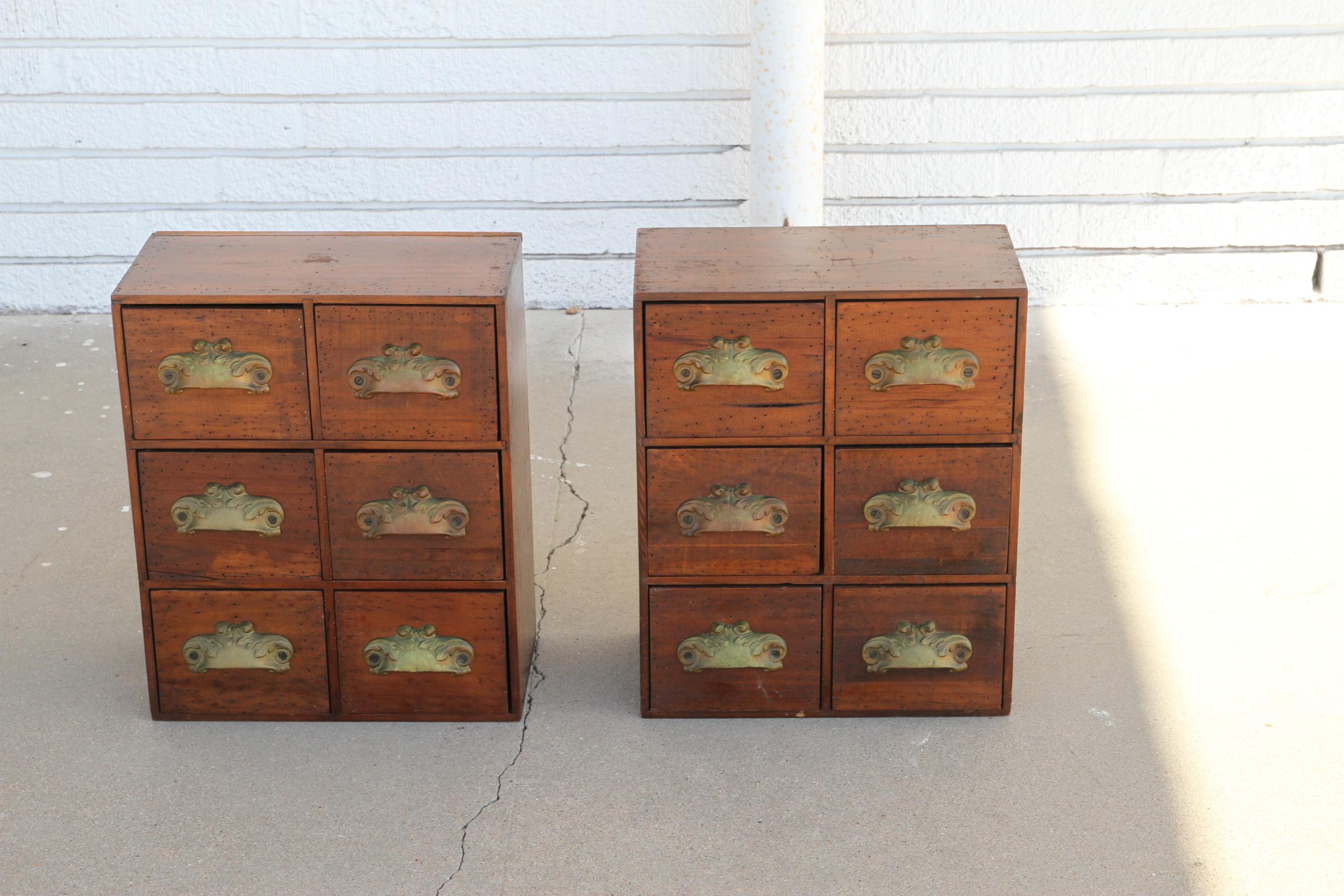 Late 19th Century Pair of Apothecary Chest with Kenrick Pulls For Sale