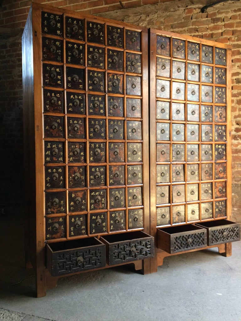 Pair of Apothecary Chests Medicine Elm Haberdashery Qing
