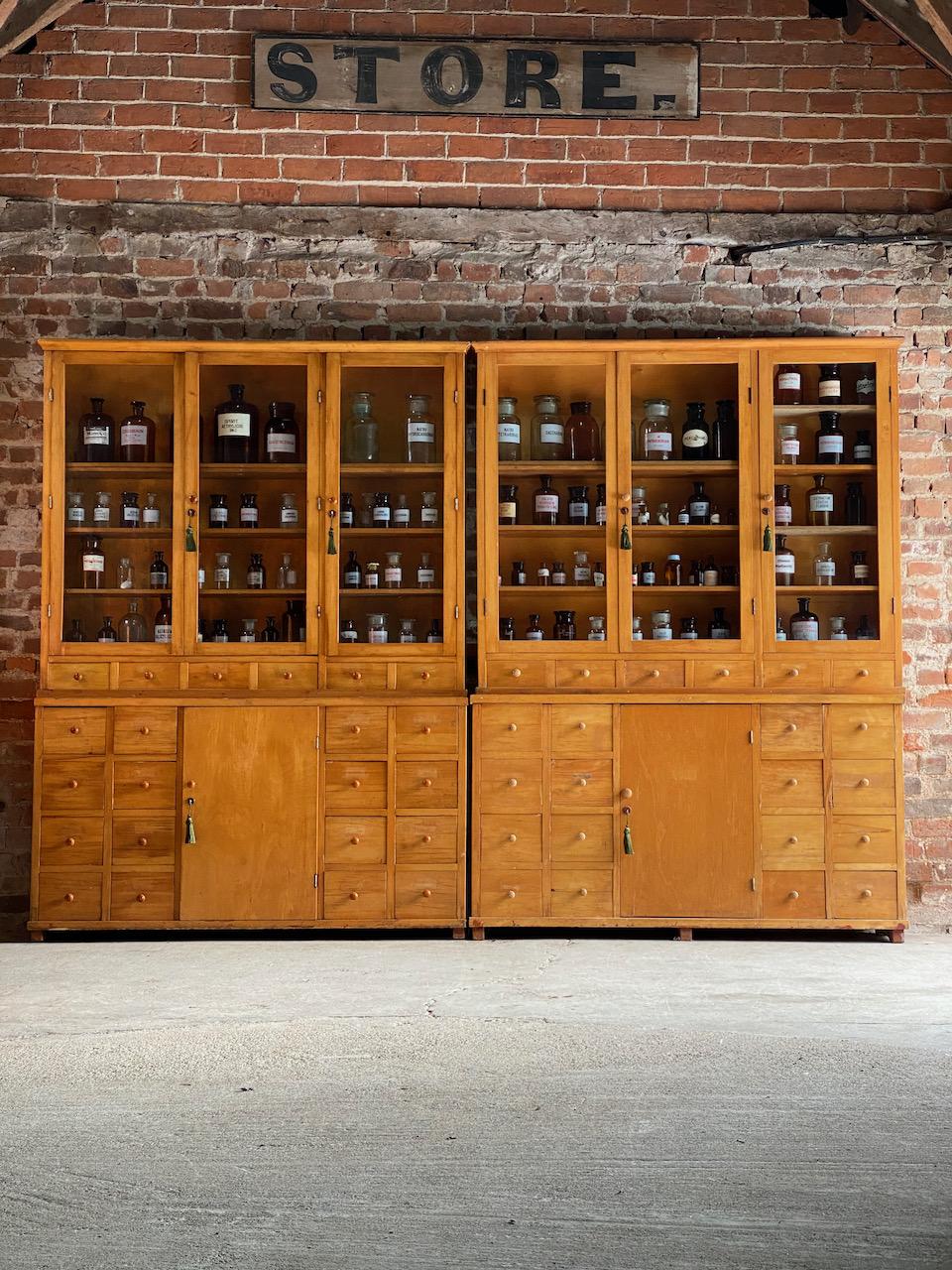Pair of apothecary display cabinets Ukraine circa 1930s number 20

Apothecary / pharmacy / chemist / shop display / restaurant cabinet, circa 1930s

Fabulous pair of Apothecary Pharmacy beech display cabinets dating to circa 1930s, the upper