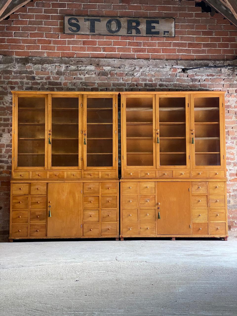 Industrial Pair of Apothecary Display Cabinets Ukraine circa 1930s Number 20