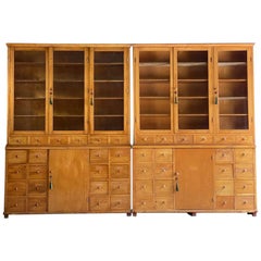 Vintage Pair of Apothecary Display Cabinets Circa Ukraine 1930s Number 20