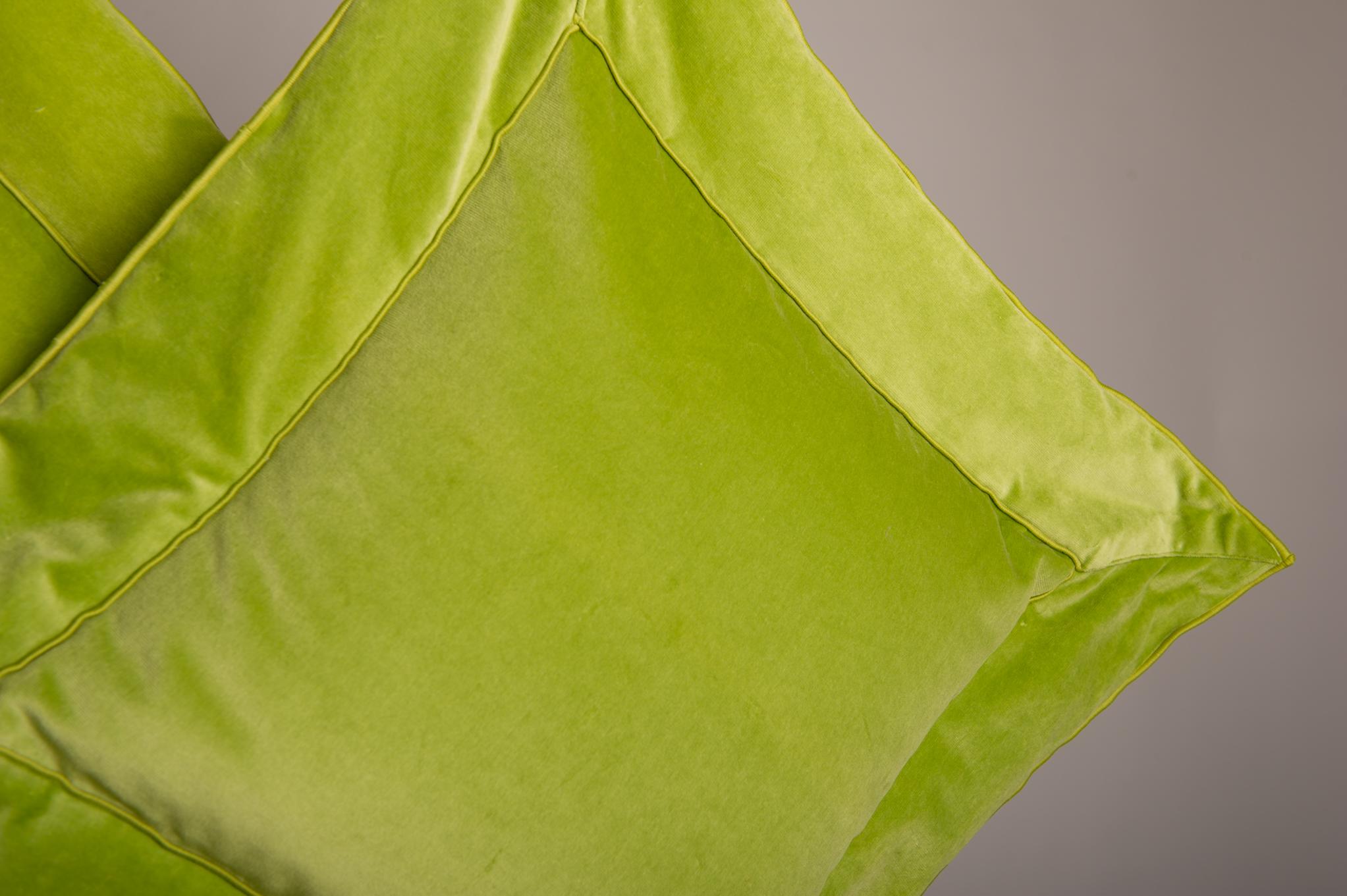 lime green velvet pillows