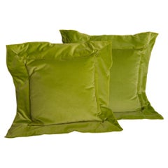 Pair of Apple Green Velvet Cushions