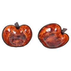 Paire de bols Vide Poche en lucite effet écaille de tortue, Italie 1970