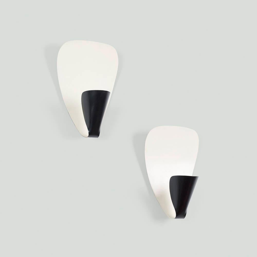 Painted Pair of applique-sconce by Michel Buffet  B206 for Disderot.   Available Now !