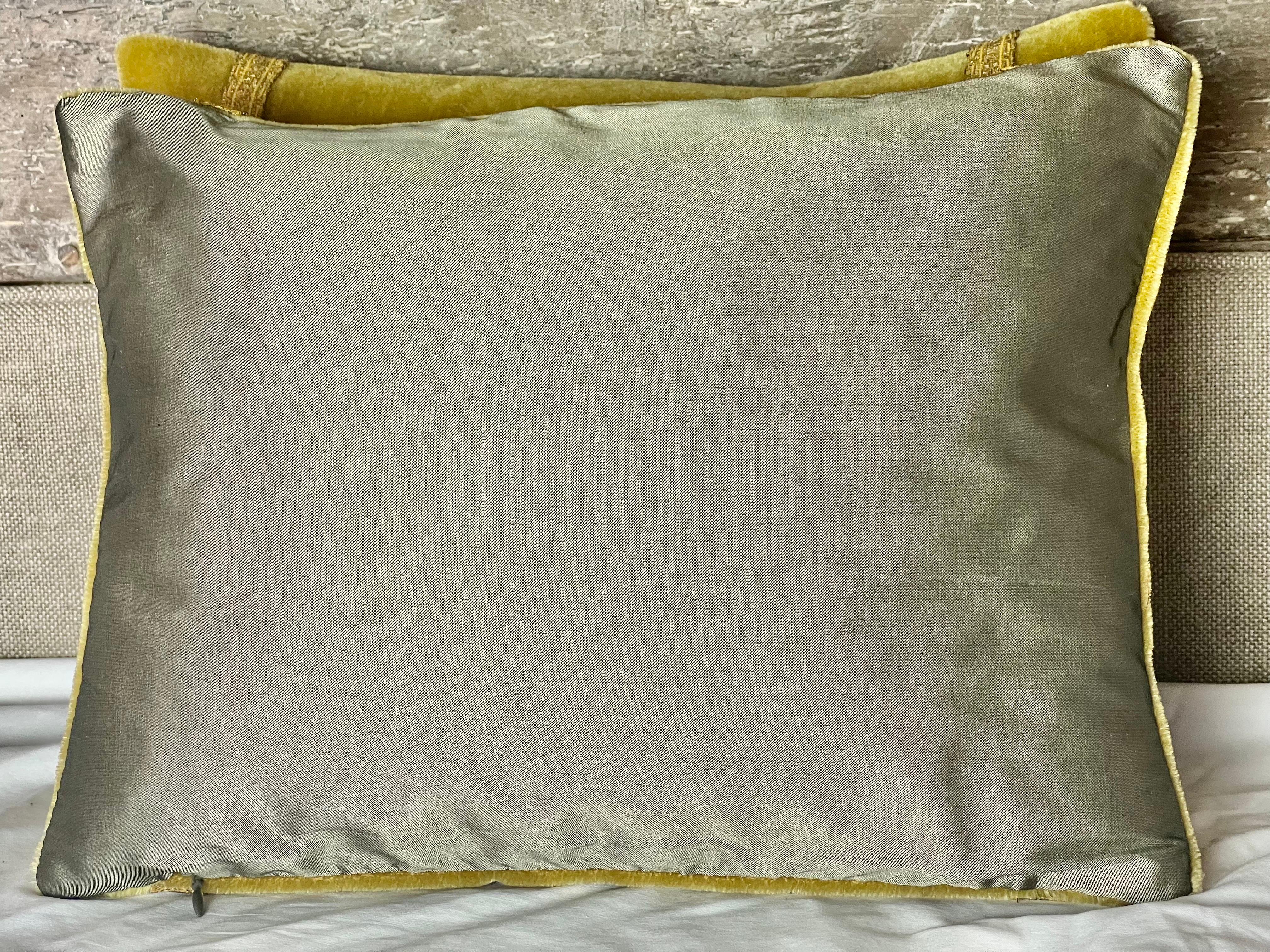 Pair of Appliquéd Mohair Pillows by MLA For Sale 2