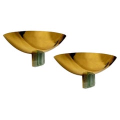 Pair of Appliques in Brass and Glass in the Style of Fontana Arte, 1970s