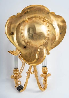 Pair of Appliques in Gilt Bronze and Cloisonne Enamel, End of 19th Century