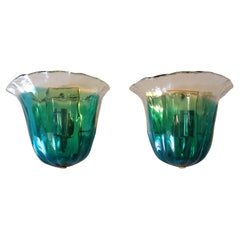 Pair of appliques in green  Murano glass "La Murrina"