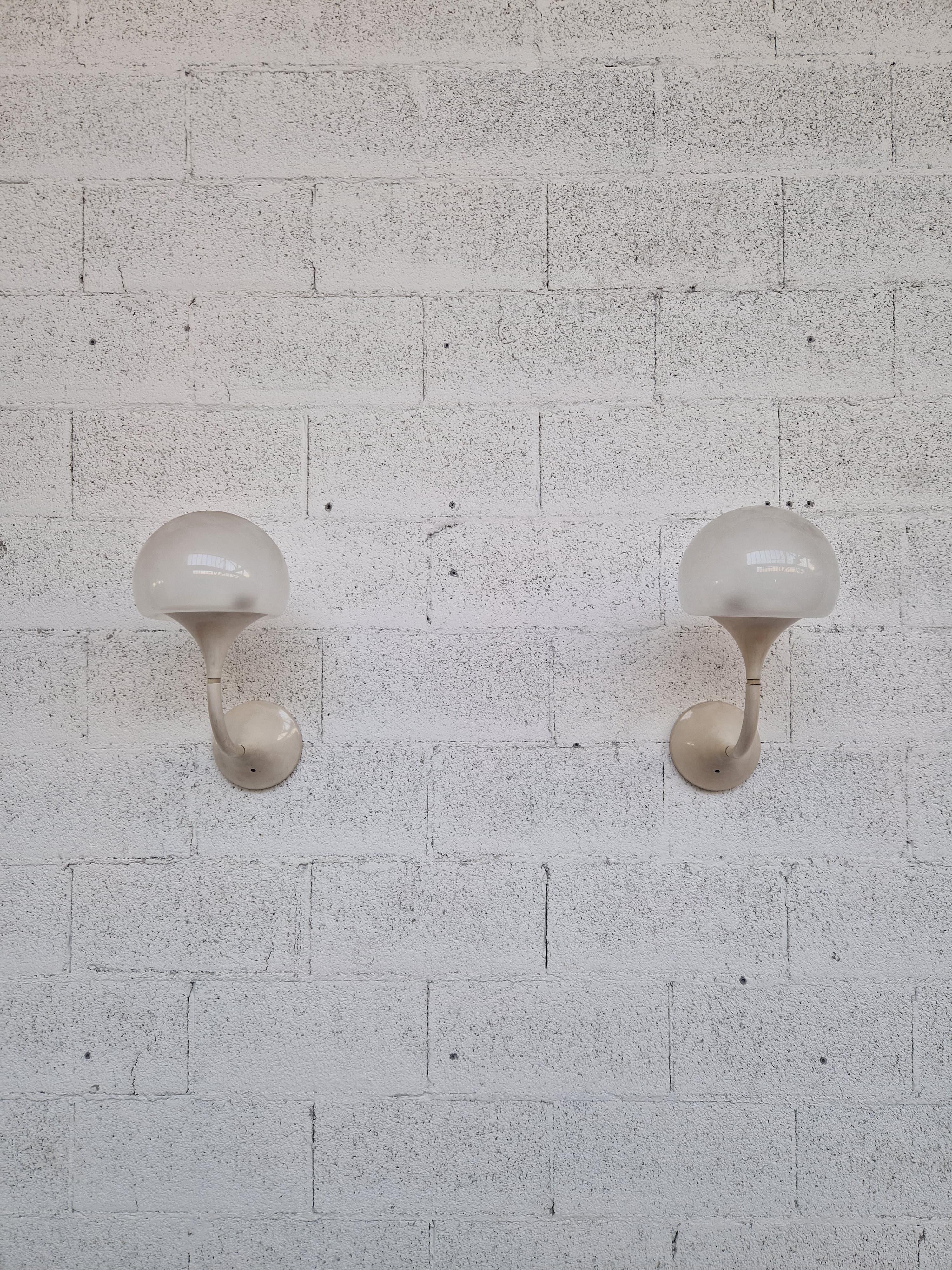 Late 20th Century Pair of appliques, sconces by Elio Martinelli for Martinelli Luce 70’s  For Sale