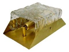 Pair of Appliques Wall Lamps in Brass Design J. T. Kalmar "Ice Glass", 1970s