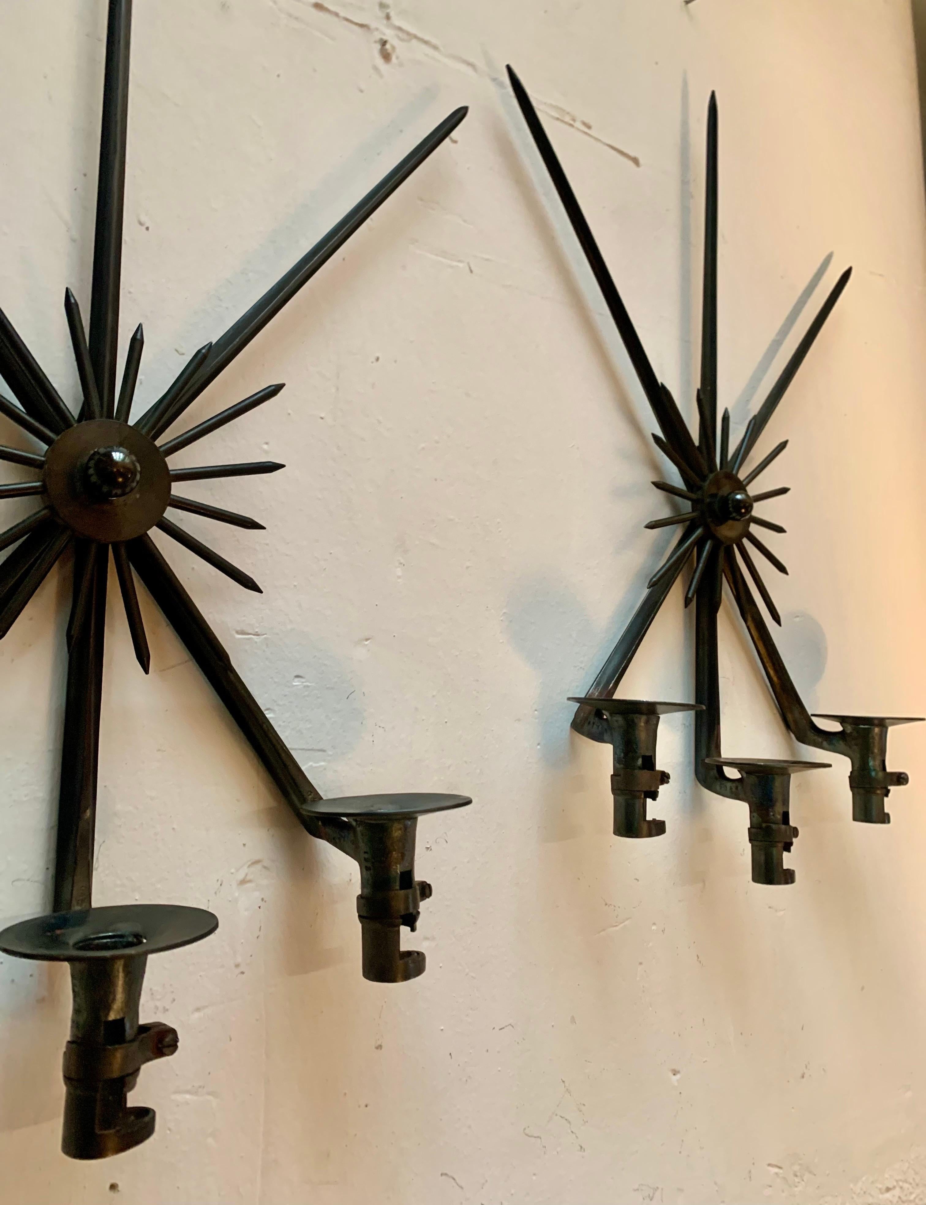 Pair of Apppliques Candle Sconces Made of Antique Bayonets For Sale 6