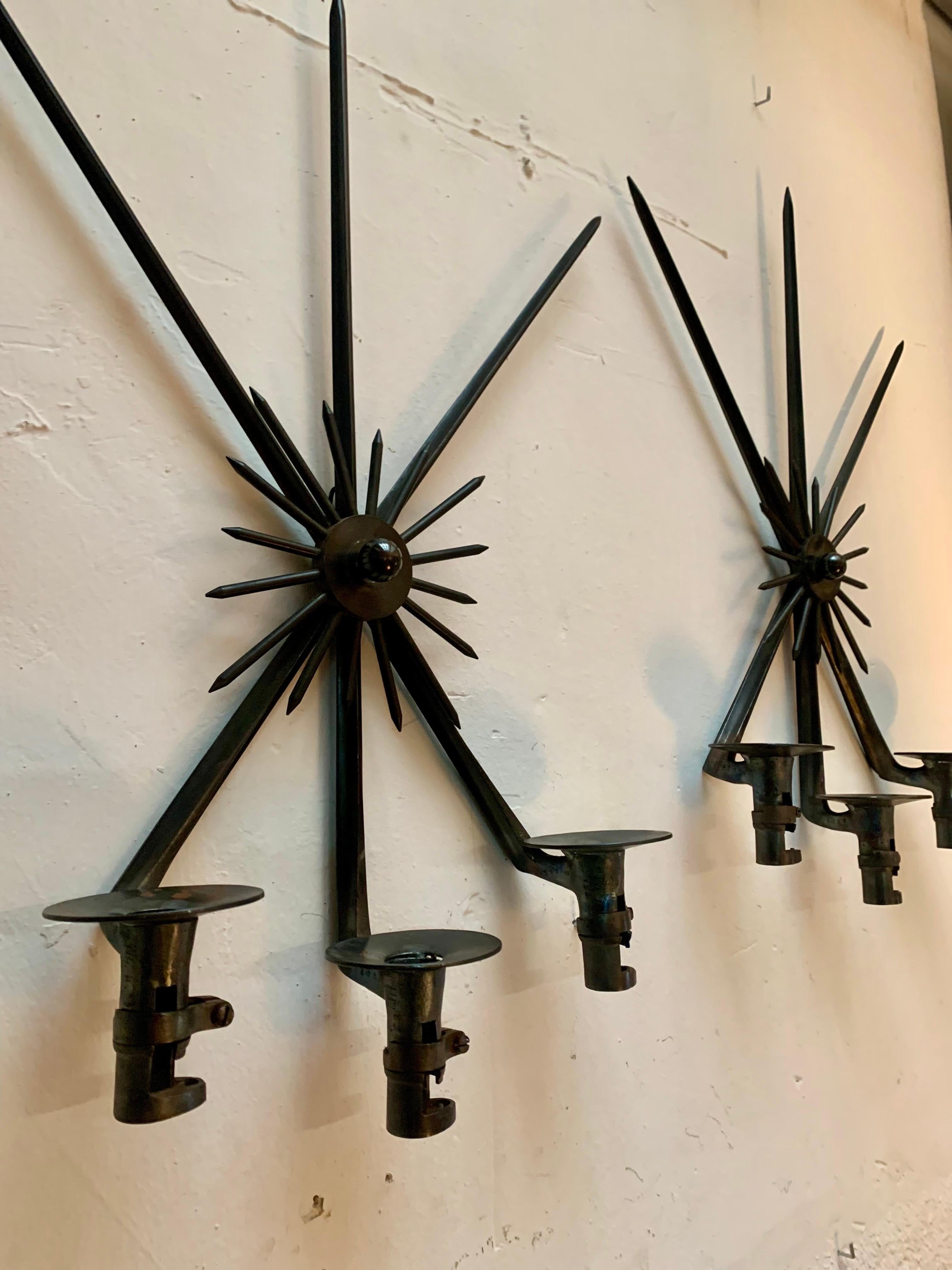 20th Century Pair of Apppliques Candle Sconces Made of Antique Bayonets For Sale